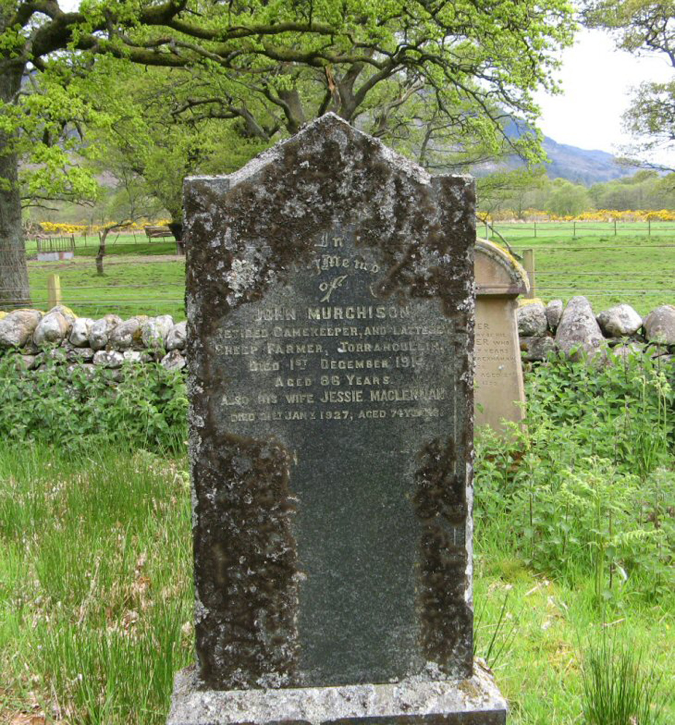 Photo of headstones/Janet McLennan died 1927 MI Kinlochewe Old